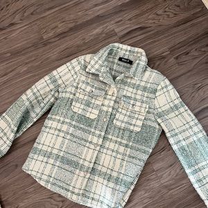 Blue/green plaid shacket